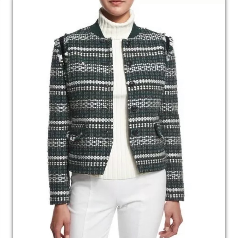 Tory Burch Norfolk Horseback tweed button Front up short jacket NWT 14 $495.00